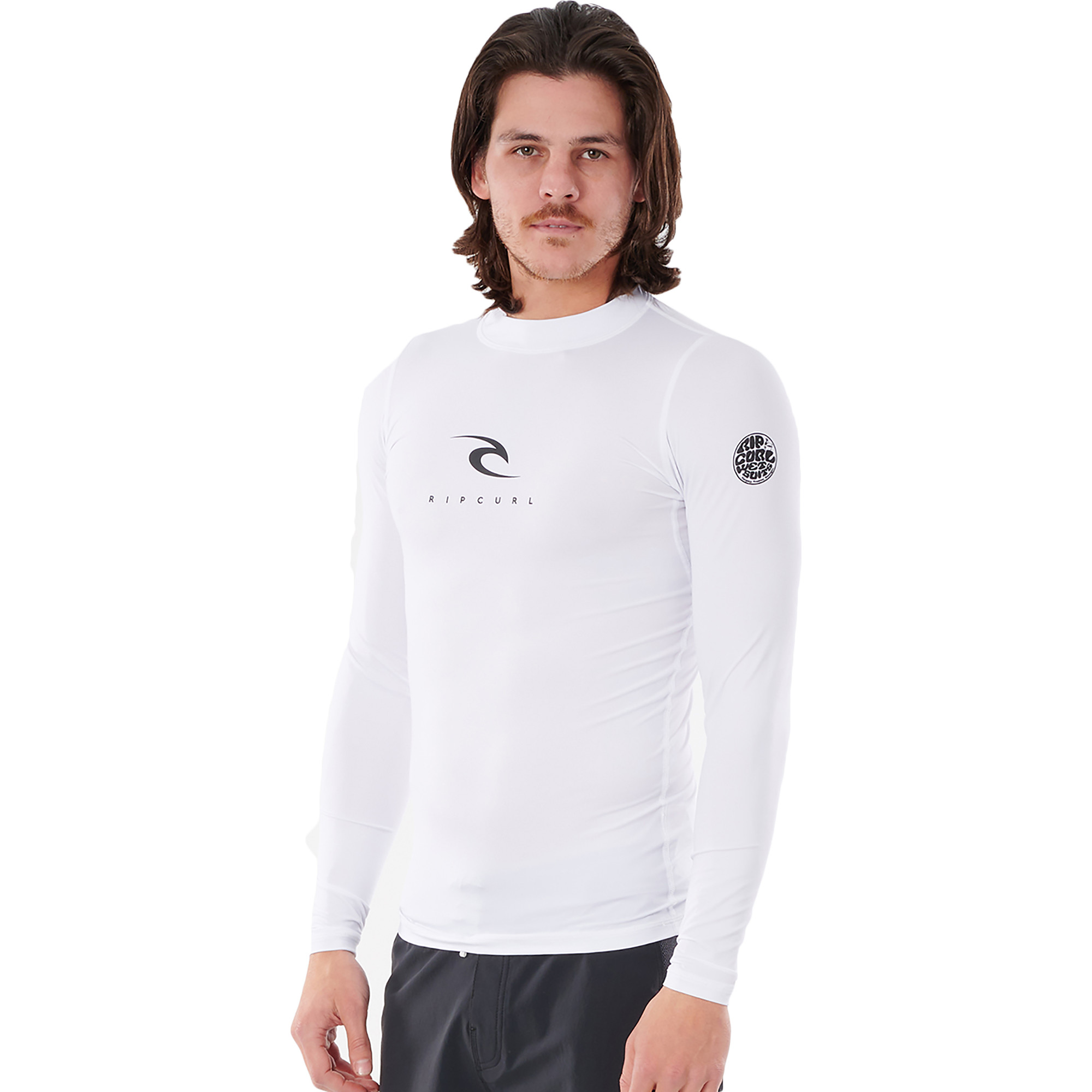 2022 Rip Curl Men Corps Long Sleeve UV Rash Vest WLE3QM White